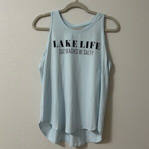 Light Blue Lake Like Beaches Be Salty Racerback Tank